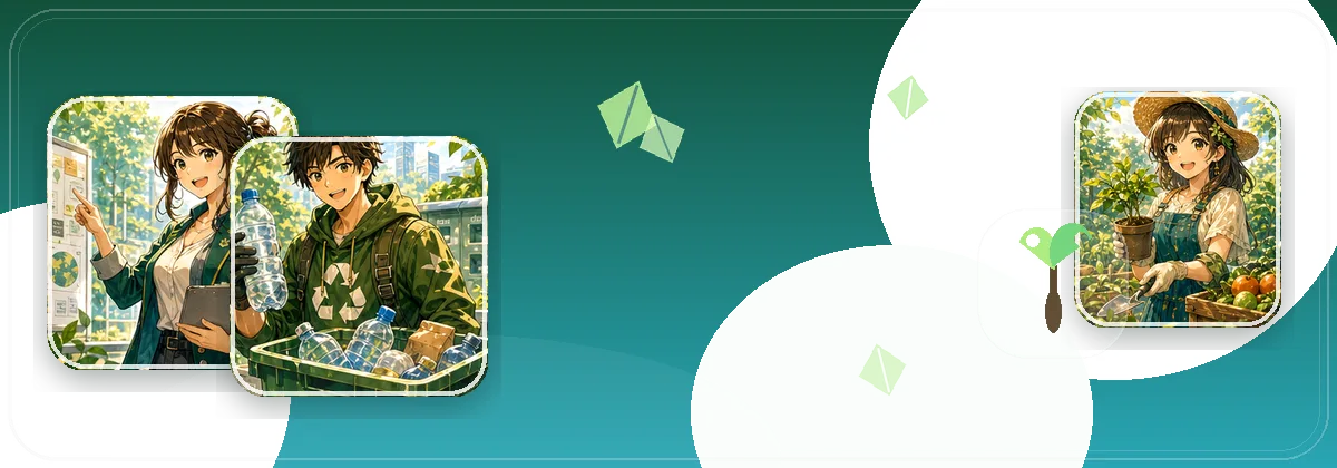 Eco-MBTI climate action 321 banner illustration